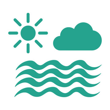 Weather icons sun cloud waves sea