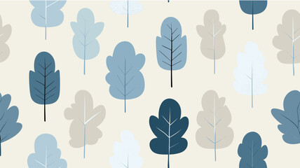 Minimal Nordic leaf seamless pattern with stylized forms. Repeating graphic design showing neutral colored leaves arranged in a modern pattern © B-design