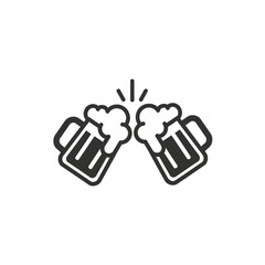 Obraz premium Clinking beer mugs vector icon for celebration toast