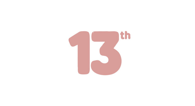 13th ordinal number pink bubble font illustration vector