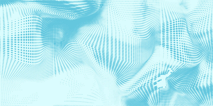 Blue dot color halftone white background. Simple staggered dots pattern design.