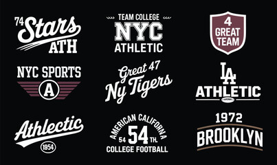 Obraz premium Vintage Sport Badge Vector Set for Athletic Apparel Design and University Team Branding