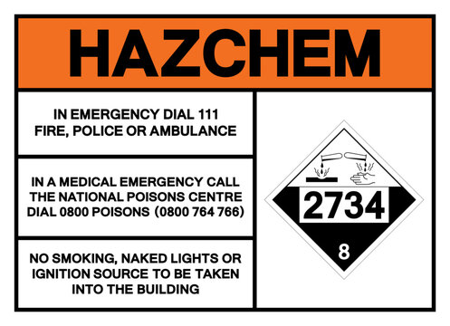 Hazard Chemical UN2734 Class 8 Amines Symbol Sign, Vector Illustration, Isolate On White Background Label. EPS10