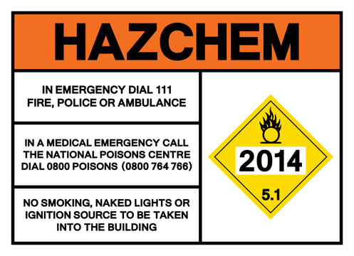 Hazard Chemical UN2014 Class 5.1 Hydrogen Peroxide Symbol Sign, Vector Illustration, Isolate On White Background, Label .EPS10