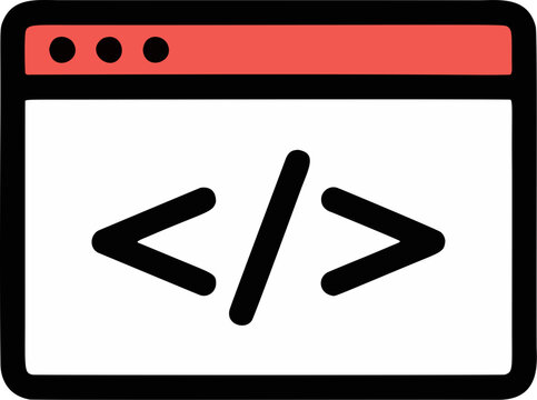 Web Programming Code Developer HTML Icon. Web programming window representing software code and tech script.
