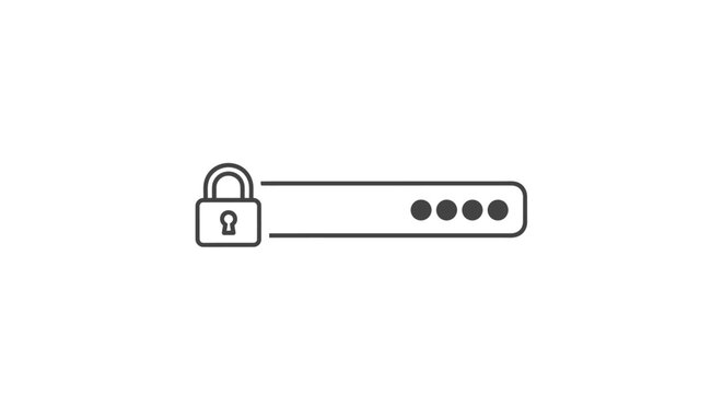 An illustration of a padlock securing a password entry field with dots.