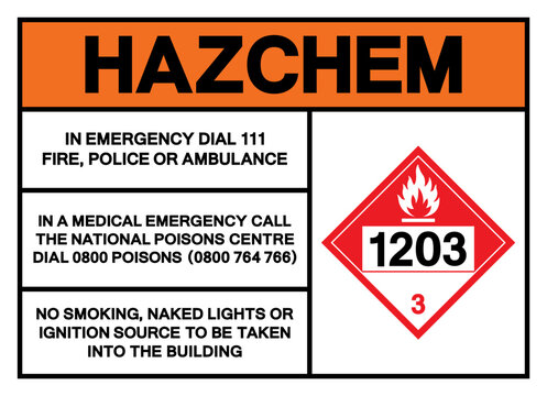 Hazard Chemical Gasoline NOS UN1203 Symbol Sign, Vector Illustration, Isolate On White Background, Label.EPS10