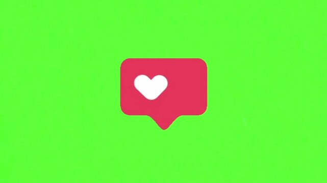 A notification bubble with a white heart icon inside, indicating approval or liking, set against a vibrant green background, symbolizing positive feedback and social media engagement