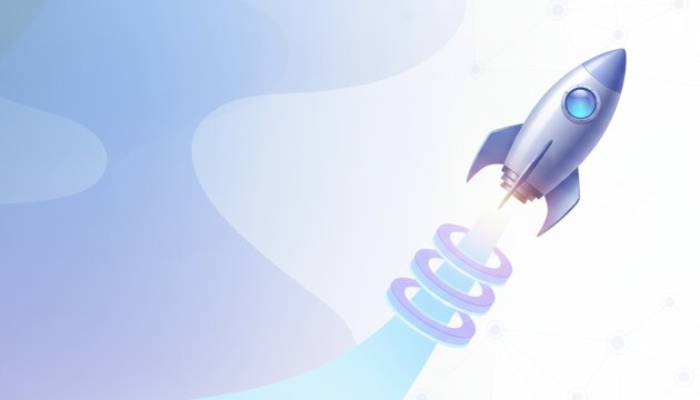 Rocket Launch Illustration Startup Growth Innovation Concept