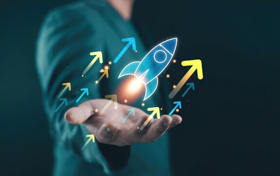 Startup Rocket Launch Growth Innovation Business Concept