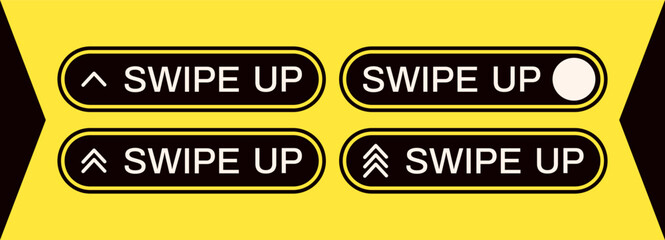 Fototapeta premium Swipe up buttons drawn in black color on yellow background.