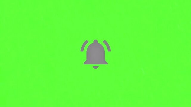 Vibrant animated notification bell icon on a chromakey green screen background, perfect for digital alerts, subscription reminders, and dynamic content elements in video projects