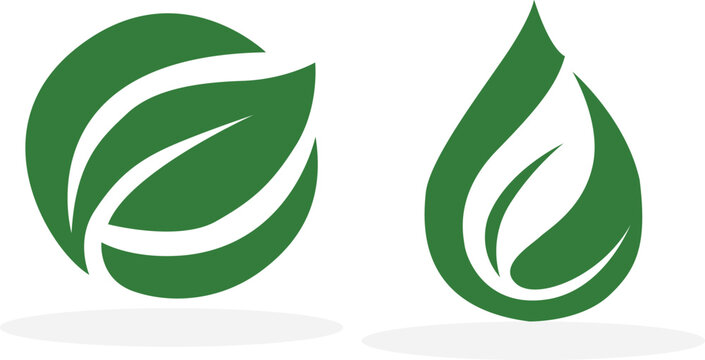 Green leaf shapes with white space modern vector illustration on white background