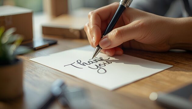 Writing thank you card customer small business