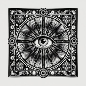 Detailed Geometric Eye Pattern Design Illustration