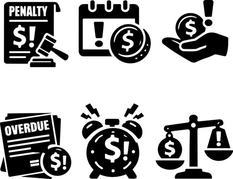 Financial penalty and overdue warning icons