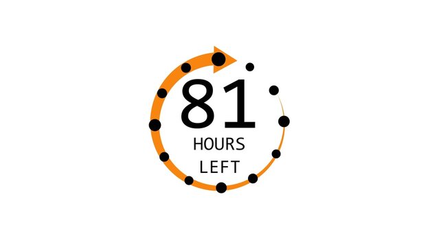 Modern countdown timer design showing &ldquo;  81 hour left&rdquo; with circular progress indicator and arrow. Clean and minimal layout representing time management, deadline, urgency, and limited offer concepts.