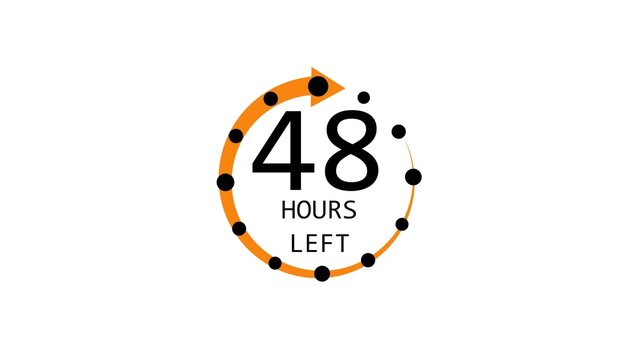 Modern countdown timer design showing &ldquo;48 hour left&rdquo; with circular progress indicator and arrow. Clean and minimal layout representing time management, deadline, urgency, and limited offer concepts.