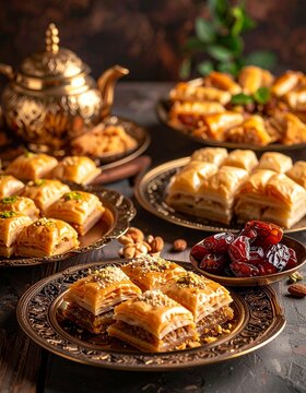 Orientalische Dessertplatte mit verschiedenen S&uuml;&szlig;speisen