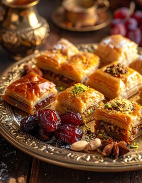 Orientalische Dessertplatte mit verschiedenen S&uuml;&szlig;speisen