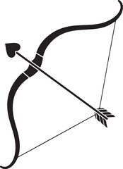Fototapeta premium Black bow and arrow on white background heart shaped