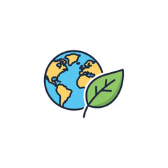 Obraz premium Eco friendly earth globe and green leaf vector illustration
