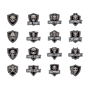 Esport Gaming Mascot Logo Set with Shields and Creature Masks