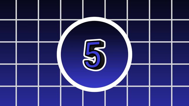 A ten second numeric countdown animated over a blue retro-futuristic perspective grid background.