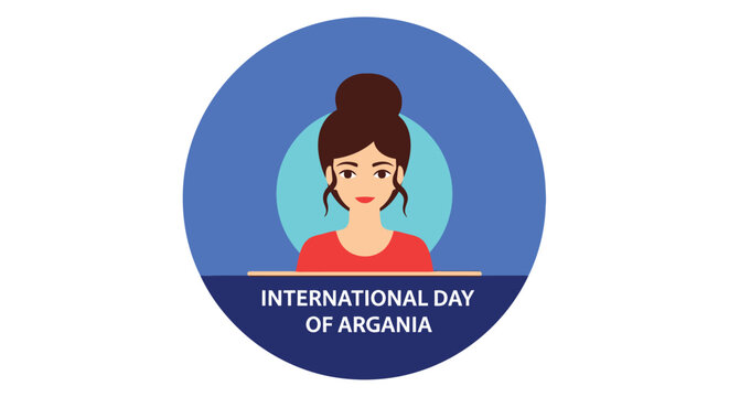 international day of argania badge with woman illustration high quality professional