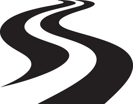 A black winding path. logo Vector Black silhouettes