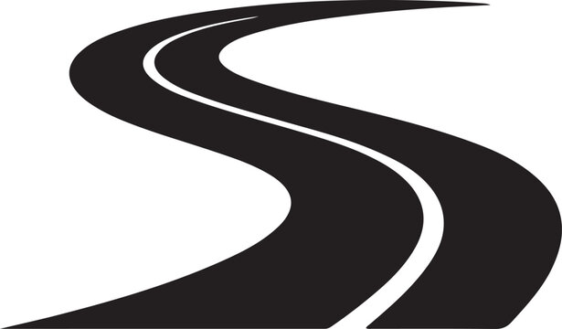 A black winding path. logo Vector Black silhouettes