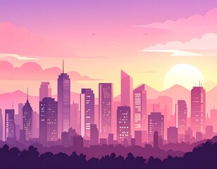 Obraz premium Cityscape at sunset. (2)