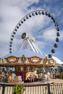 Centennial Ferris Wheel and Carousel, , Navy Pier, Chicago, Illinois, USA
