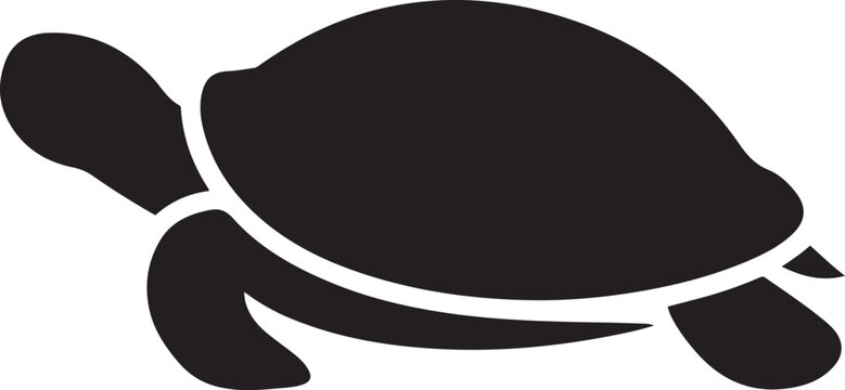 Simple Black Silhouette Of Turtle Isolated. logo Vector Black silhouettes