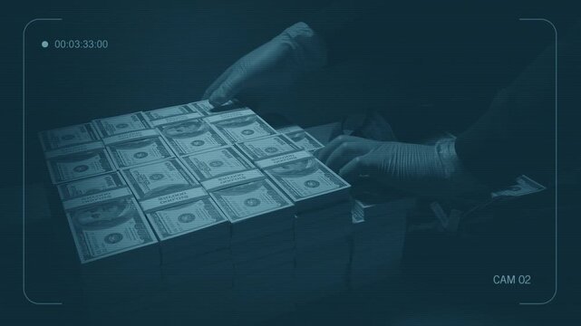 CCTV Thief Grabs Cash And Puts It In Bag

