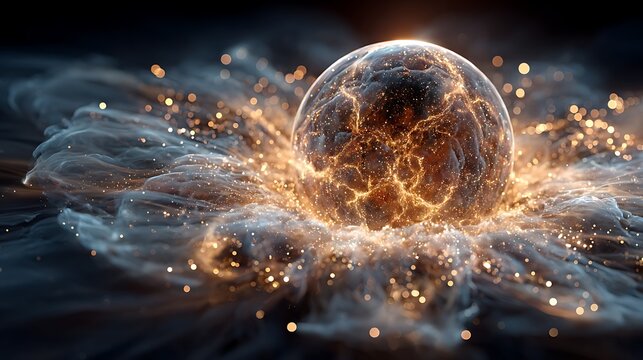 Mystical glowing sphere surrounded by dynamic plasma trails sci fi power pictures