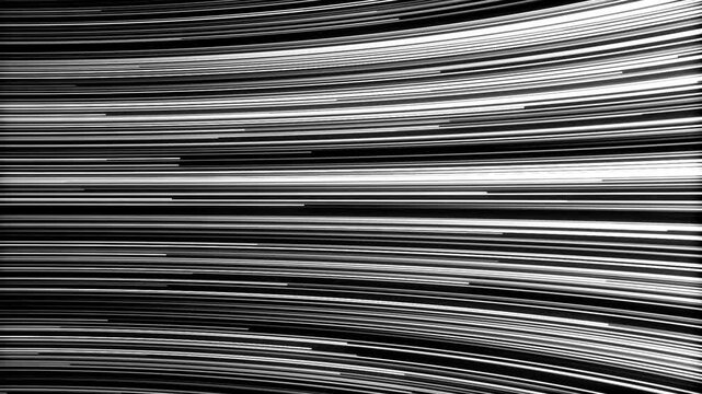 White speed lines streak across a black screen representing fast motion or hyperdrive.