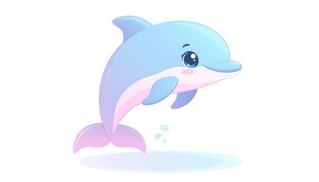 A cartoon dolphin jumping out of water with a happy expression on its face novendi 41