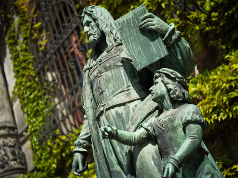Wroclaw, Poland, 24th April 2026, Albrecht Durer sculpture statue monument outside at the National Museum in Wroc_aw aka Muzeum Narodowe we Wroclawiu