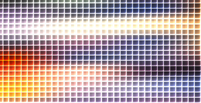Vibrant pixelated pattern of squares creates a colorful abstract background.