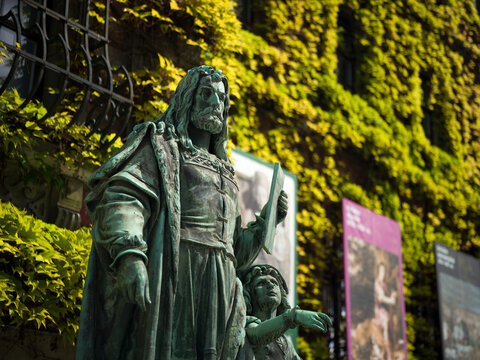 Wroclaw, Poland, 24th April 2026, Albrecht Durer sculpture statue monument outside at the National Museum in Wroc_aw aka Muzeum Narodowe we Wroclawiu