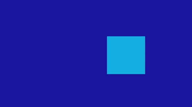Modern abstract blue animation with expanding square shapes moving right, minimal geometric motion background