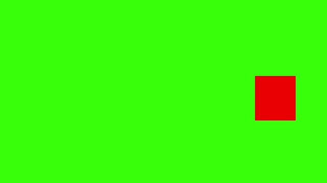 Green screen animation of red square with black outline moving right in smooth stable up and down motion