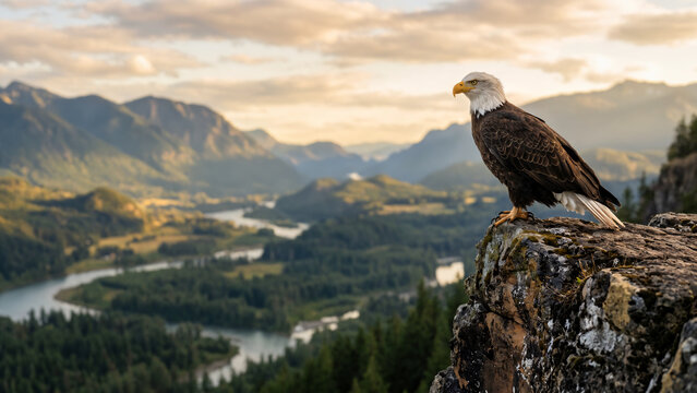 bald eagle on the rock