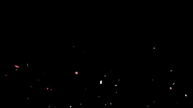4K Confetti Celebration Falling On black background. Gold Confetti Particles failing animation for overlay. 3D exploding confetti effect.