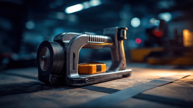 Handheld Tool Cuts Precision Lines in Modern Workshop Setting