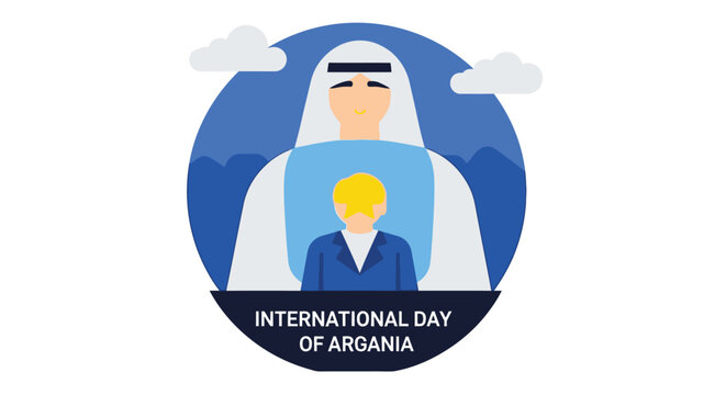 international day of argania logo with woman and child high quality
