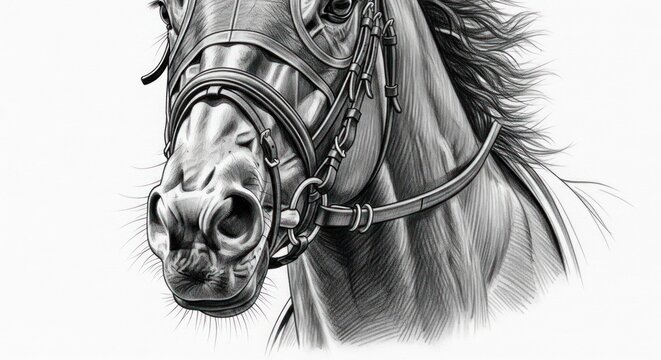 Gemini berkata

A beautiful brown stallion portrait features a horse wearing a realistic horse mask with a dark mane and expressive eye isolated against a striking black and white background
