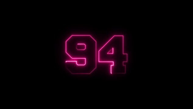 Neon 94 Number Glow Animation Black Background