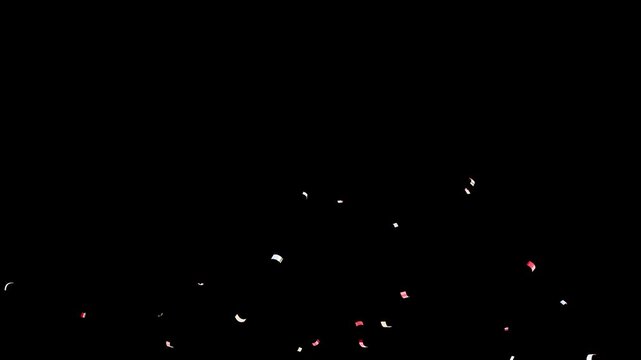 4K Confetti Celebration Falling On black background. Gold Confetti Particles failing animation for overlay. 3D exploding confetti effect.